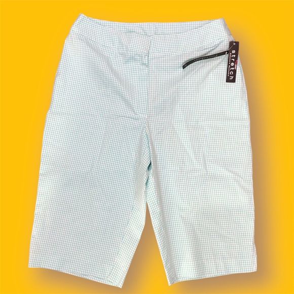 Pantology Pants - Pantology Blue & White Cotton/Spandex cuffed Women Capri Pants NEW SZ 8